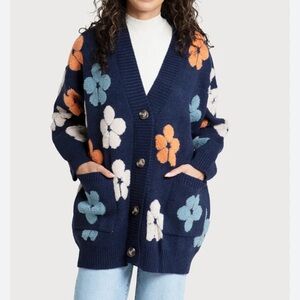 Saachi Autumn Floral Knit Cardigan – Size Small